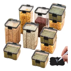 Kit 10 Potes P/ Alimentos Herméticos Quadrados Empilháveis