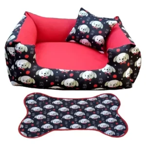 Cama Caminha Pra Cachorro 60x60 +tapetinho Cor Vermelho